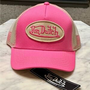 Von Dutch Pink and Cream Mesh Cap